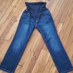 Women's small Indigo Blue full panel maternity jea